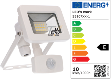 SHADA LED-Strahler Flutlichtstrahler 10W 1100lm 4000K IP44 - Sensor - Sanan LED - Weiß, EEC: E (310711)